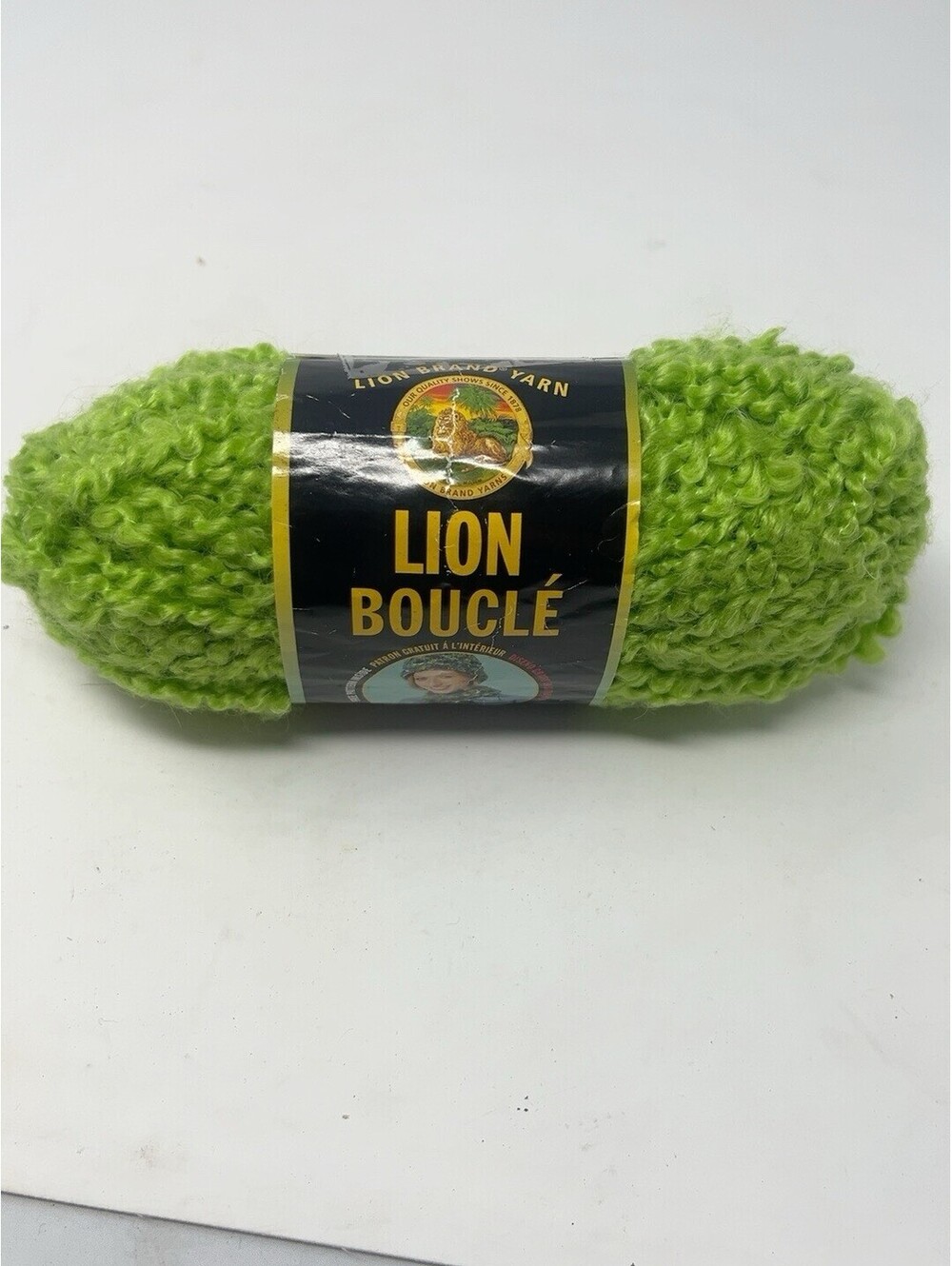 Lion Brand Bouclé Yarn Lime #194 Super Bulky 6 Mohair NOS Vintage 2.5 oz